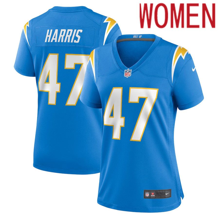 Women Los Angeles Chargers 47 Josh Harris Nike Powder Blue Game NFL Jersey